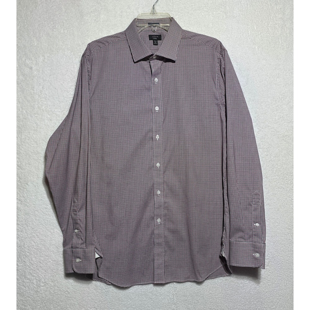 J.Crew Ludlow Slim Fit Dress Shirt Men's 16.5 35 Burgundy Navy Gingham